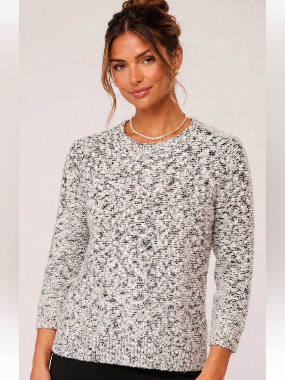 Theory Rainee Terry Sweater, Grey Marl, Size Large Cashmere Blend